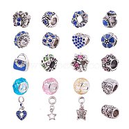 European Beads Sets, Large Hole Beads Sets, with Alloy European Beads(Rhinestone/Enamel) and Glass European Beads, Mixed Color, 10~27x5~14x8~11mm, Hole: 4~6mm, 20pcs/bag(OPDL-PH0004-02)