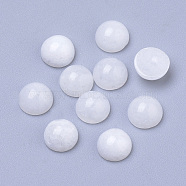 Natural White Jade Cabochons, Dyed, Half Round/Dome, White, 6x3~4mm(G-R416-6mm-11)