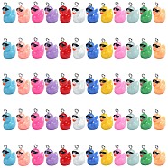 60Pcs 12 Colors Opaque Resin Pendants, Duck Charms with Glasses, with Stainless Steel Color Tone 304 Stainless Steel Loops, Mixed Color, 20.5x16x11.5mm, Hole: 2mm, 5pcs/color(RESI-SZ0003-28)