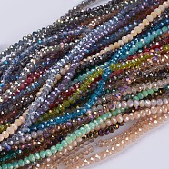 Glass Beads Strands, Faceted, Rondelle, Mixed Style, Mixed Color, 3~3.5x2~2.5mm, Hole: 0.8mm, about 135~140pcs/strand, 14.6 inch(37cm)(GLAA-F077)