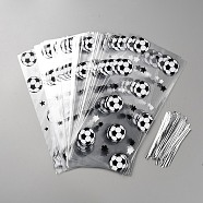 OPP Cellophane Bags Sets, Twist Tie, Rectangle, Football, 27.5x12.5cm, 100pcs(ABAG-WH20006-01C)