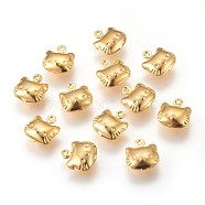 304 Stainless Steel Kitten Charms, Cat Head Shape, Golden, 9.5x10.5x4mm, Hole: 1mm(STAS-E447-24G)