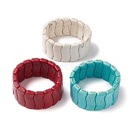Dyed Synthetic Turquoise Wave Beaded Stretch Bracelets, Tile Bracelet, Mixed Color, Inner Diameter: 2-1/8 inch(5.35cm)(BJEW-P299-03)