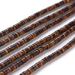 Natural Yellow Tiger Eye Beads Strands, Heishi Beads, Flat Round/Disc, 4~4.5x2.5mm, Hole: 0.7mm, about 167pcs/strand, 15.43 inch(39.2cm)(G-H230-31)