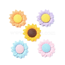 Opaque Resin Decoden Cabochons, Sunflower, Mixed Color, 30x30x7mm(CRES-Q221-05A)