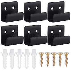 10Pcs Iron Wall Mounted Hook Hangers for Ceramic Tiles, with Iron Screws & Plastic Anchor Plug, Black, 40x34.5x20mm, Hole: 4.5mm, Inner Diameter: 14.5mm(AJEW-GA0006-81)