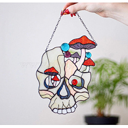 Acrylic Skull Wall Decorations, for Home Decoration, Mushroom, 150x150mm(DARK-PW0001-126A)