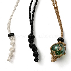 Adjustable Braided Waxed Polyester Cord Macrame Pouch Necklace Making, Interchangeable Stone, with Black Gemstone Beads, Mixed Color, 84cm, Pouch: 35mm, 3pcs/set(NJEW-TAC0008-02)