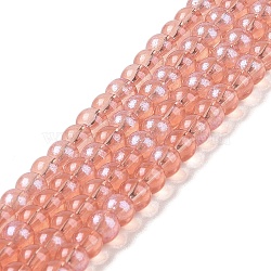 Glass Bead Strands, with Glitter Powder, Round, Light Salmon, 6x5.5mm, Hole: 1mm, about 142pcs/strand, 29.92''(76cm)(X-GLAA-K068-01A-02)