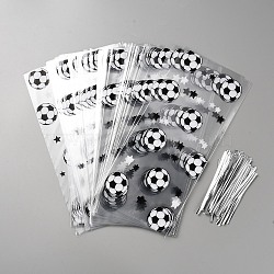 OPP Cellophane Bags Sets, Twist Tie, Rectangle, Football, 27.5x12.5cm, 100pcs(ABAG-WH20006-01C)