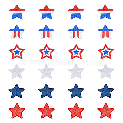 24Pcs 6 Style Star Computerized Embroidery Polyester Iron On Sequins Patches, Stick On Patch, Costume Accessories, Appliques, for Independence Day, Mixed Color, 80~85x84~88x1~1.5mm, 4pcs/style(PATC-FH0001-03)