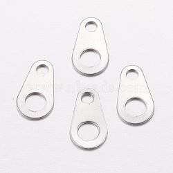 201 Stainless Steel Chain Tabs, Chain Extender Connectors, Oval, Stainless Steel Color, 9x5x0.4mm, Hole: 1.5mm and 2.5mm(X-STAS-F149-16P-B)