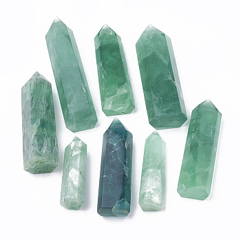Natural Fluorite Beads, Healing Stones, Reiki Energy Balancing Meditation Therapy Wand, No Hole/Undrilled, Hexagon Prism, 40~90x15~30x15~30mm, about 20pcs/1000g