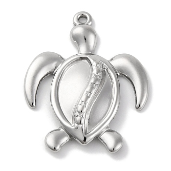 Anti-Tarnish 304 Stainless Steel Pendants, Sea Turtle Charm, Stainless Steel Color, 30x24x4mm, Hole: 1.5mm