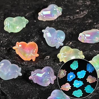 Luminous Glow in the Dark Acrylic Beads, Heart, 14x20mm, Hole: 2.4mm, 50pcs/bag