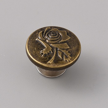 Zinc Alloy Scalable & Removable Button Pins for Jeans, Flat Round, Rose Pattern, 17x7mm