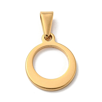 304 Stainless Steel Pendants, Round Ring, Golden, 18.5x15.5x1.5mm, Hole: 3.5x6.5mm