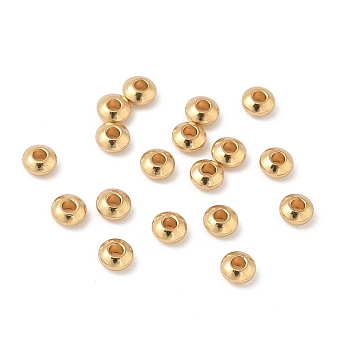 Ion Plating(IP) 304 Stainless Steel Spacer Beads, Rondelle, Real 18K Gold Plated, 4x2mm, Hole: 1.6mm