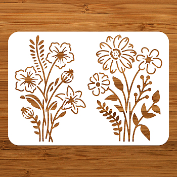 PET Hollow Out Drawing Painting Stencils, for DIY Scrapbook, Photo Album, Flower, 297x210mm