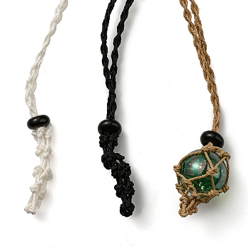 Adjustable Braided Waxed Polyester Cord Macrame Pouch Necklace Making, Interchangeable Stone, with Black Gemstone Beads, Mixed Color, 84cm, Pouch: 35mm, 3pcs/set