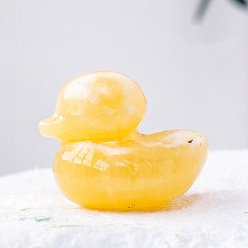 Natural Calcite Duck Figurine Display Decorations, Energy Stone Ornaments, 30x25mm