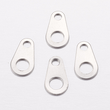 201 Stainless Steel Chain Tabs, Chain Extender Connectors, Oval, Stainless Steel Color, 9x5x0.4mm, Hole: 1.5mm and 2.5mm