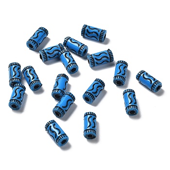 Opaque Acrylic Beads, Craft Style, Column, Dodger Blue, 14x7mm, Hole: 2.5mm, about 1428pcs/500g