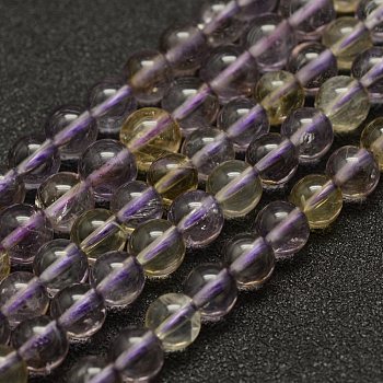 Natural Ametrine Beads Strands, Round, 6mm, Hole: 1mm, about 70pcs/strand, 15.3 inch(39cm)