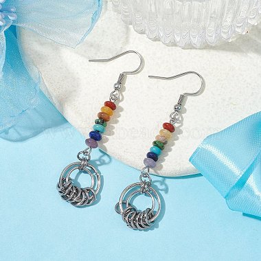 Chakra Synthetic & Natural Gemstone Dangle Earrings(EJEW-JE05528)-3