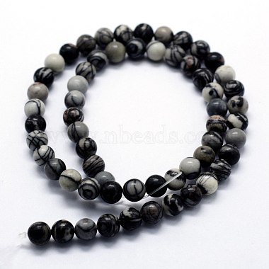 Chapelets de perles de pierre noire/soie noires naturelles(X-G-I199-11-6mm)-2