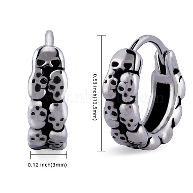 316 Stainless Steel Skull Hoop Earrings for Men Women(EJEW-SZ0001-95)-2