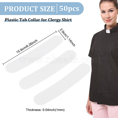 benecreat 50 個のプラスチック製タブカラー、聖職者のシャツ用(AJEW-BC0003-64A)-2