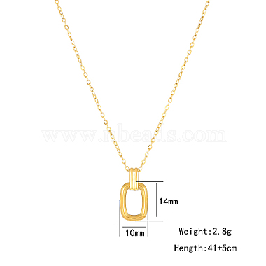 Titanium Steel Hollow Rectangle Pendant Necklaces with Cable Chains(SM4957-2)-2