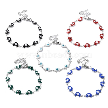 Mixed Color Moon 304 Stainless Steel Bracelets