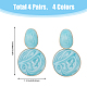 4 Pairs 4 Colors Alloy Enamel Flat Round Dangle Stud Earrings for Women(EJEW-FI0002-65)-2