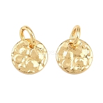 Brass Charms, Hammered Flat Round Charms, Rack Plating, Long-Lasting Plated, Lead Free & Cadmium Free, Real 18K Gold Plated, 6x0.7mm, Hole: 2.5mm(KK-H292-33A-G)