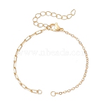 Brass Cable Chain Paperclip Chain Bracelet Making, with 304 Stainless Steel Lobster Claw Clasps, Golden, 6-3/8 inch(16.1cm)(AJEW-JB01466)