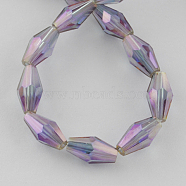 Electroplate Glass Beads Strands, Rainbow Plated, Faceted, Bicone, Dark Orchid, 8x4x4mm, Hole: 1mm 67~68pcs/strand, 21.85 inch(EGLA-R021-8x4mm-02)