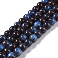 Baking Paint Glass Bead Strands, Round, Prussian Blue, 10mm, Hole: 1.4mm, about 85~86pcs/strand, 31.10~31.50''(79~80cm)(GLAA-H031-01C-05)