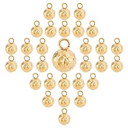 SUNNYCLUE 30Pcs 304 Stainless Steel Charms, Round, Textured, Golden, 9x6mm, Hole: 1.8mm(STAS-SC0003-25)