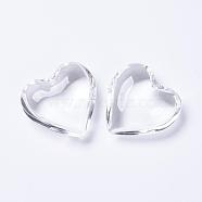 Glass Pendants, Heart, Clear, 40~41x42~43x15mm, Hole: 2mm(EGLA-K011-07A-02)