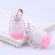 Plastic with Acrylic Pendants, Imitation Bubble Tea, Pink, 34x20mm, Hole: 2mm(KY-TAC0008-24F)