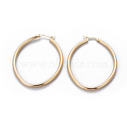 201 Stainless Steel Hoop Earrings, with 304 Stainless Steel Pin, Hypoallergenic Earrings, Oval, Golden, 58.5x45x3mm, Pin: 1.4mm(EJEW-F219-10C-G)