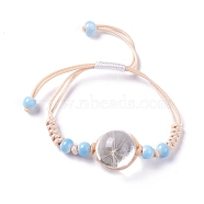 Handmade Dry Pressed Flower Link Bracelet for Girl Women, Babysbreath Glass Cover Beads Adjustable Bracelet, Light Grey, Inner Diameter: 5/8~ 3-1/8 inch(1.5~7.9cm)(BJEW-C004-01G)