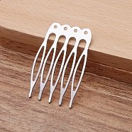 Iron Hair Comb Findings, with Loops, Platinum, 40x27x0.8mm(OHAR-PW0001-431P)