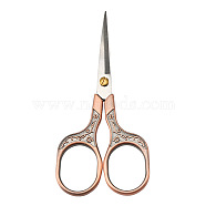 Plum Pattern Stainless Steel Scissors, Embroidery Scissors, Sewing Scissors, with Zinc Alloy Handle, Red Copper, 12.6x5.8cm(SENE-PW0003-023B)