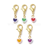 Heart Transparent Acrylic Pendant Decoration, with Alloy Lobster Claw Clasps, Golden, 30mm(HJEW-JM01425)