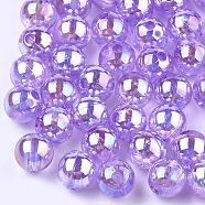 Transparent Plastic Beads, AB Color Plated, Round, Medium Purple, 6mm, Hole: 1.6mm, 4500pcs/500g(OACR-S026-6mm-05)