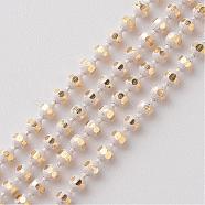 Brass Faceted Ball Chains, Soldered, Rack Plating, Two Tone, White, 1.5mm(CHC-D268-16)