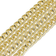Unwelded Aluminum Curb Chains, Gold, 9x7x1.8mm(X-CHA-S001-049B)
